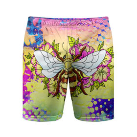 Мужские шорты спортивные с принтом Пчела и цветы в Белгороде,  |  | космос | пчела | пчёлка | пчёлы | туманность | цветы