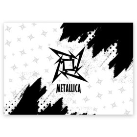 Поздравительная открытка с принтом METALLICA / МЕТАЛЛИКА в Белгороде, 100% бумага | плотность бумаги 280 г/м2, матовая, на обратной стороне линовка и место для марки
 | Тематика изображения на принте: hetfield | james | logo | metal | metalica | metallica | music | rock | star | джеймс | звезда | знак | ларс | лого | логотип | логотипы | метал | металика | металлика | музыка | рок | символ | символы | ульрих | хэтфилд
