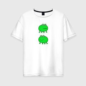 Женская футболка хлопок Oversize с принтом Жаба в Белгороде, 100% хлопок | свободный крой, круглый ворот, спущенный рукав, длина до линии бедер
 | жаба | лягушка | лягушонок | мем | свинка пеппа | тик ток