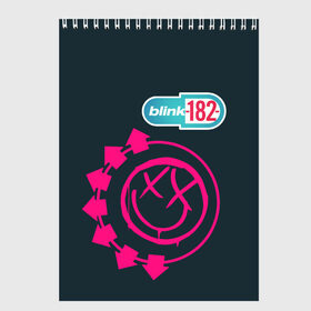 Скетчбук с принтом Blink 182 в Белгороде, 100% бумага
 | 48 листов, плотность листов — 100 г/м2, плотность картонной обложки — 250 г/м2. Листы скреплены сверху удобной пружинной спиралью | Тематика изображения на принте: music | rock | музыка | рок