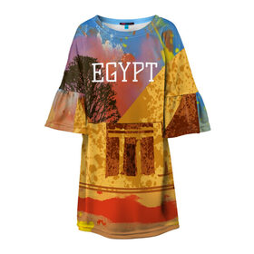 Детское платье 3D с принтом Египет(Пирамида Хеопса) в Белгороде, 100% полиэстер | прямой силуэт, чуть расширенный к низу. Круглая горловина, на рукавах — воланы | egypt | египет | пирамида хеопса | пирамиды | туристические