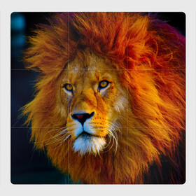 Магнитный плакат 3Х3 с принтом Лев 3D в Белгороде, Полимерный материал с магнитным слоем | 9 деталей размером 9*9 см | Тематика изображения на принте: leon king | голова льва | король лев | лев | симба | хищник