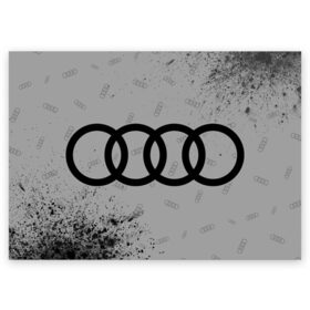 Поздравительная открытка с принтом AUDI / АУДИ в Белгороде, 100% бумага | плотность бумаги 280 г/м2, матовая, на обратной стороне линовка и место для марки
 | audi | auto | felb | logo | moto | quattro | sport | symbol | авто | автомобильные | ауди | кватро | кольца | лого | логотип | логотипы | марка | мото | символ | спорт | фгвш | шильдик