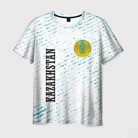 Мужская футболка 3D с принтом KAZAKHSTAN / КАЗАХСТАН в Белгороде, 100% полиэфир | прямой крой, круглый вырез горловины, длина до линии бедер | 