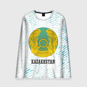 Мужской лонгслив 3D с принтом KAZAKHSTAN / КАЗАХСТАН в Белгороде, 100% полиэстер | длинные рукава, круглый вырез горловины, полуприлегающий силуэт | flag | kazakhstan | qazaqstan | герб | захах | казахстан | кахахи | лого | нур султан | республика | символ | страна | флаг