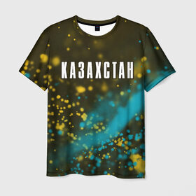 Мужская футболка 3D с принтом КАЗАХСТАН / KAZAKHSTAN в Белгороде, 100% полиэфир | прямой крой, круглый вырез горловины, длина до линии бедер | 