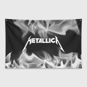 Флаг-баннер с принтом METALLICA МЕТАЛЛИКА в Белгороде, 100% полиэстер | размер 67 х 109 см, плотность ткани — 95 г/м2; по краям флага есть четыре люверса для крепления | hetfield | james | logo | metal | metalica | metallica | music | rock | star | джеймс | звезда | знак | ларс | лого | логотип | логотипы | метал | металика | металлика | музыка | рок | символ | символы | ульрих | хэтфилд