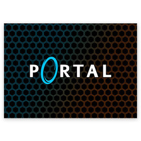 Поздравительная открытка с принтом PORTAL / ПОРТАЛ в Белгороде, 100% бумага | плотность бумаги 280 г/м2, матовая, на обратной стороне линовка и место для марки
 | game | games | half | half life | halflife | life | logo | portal | portal 2 | portal2 | valve | игра | игры | лайф | лого | логотип | логотипы | портал | портал 2 | портал2 | символ | символы | халф | халф лайф | халфлайф