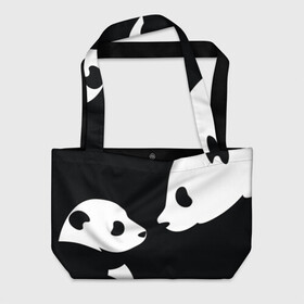 Пляжная сумка 3D с принтом Panda в Белгороде, 100% полиэстер | застегивается на металлическую кнопку; внутренний карман застегивается на молнию. Стенки укреплены специальным мягким материалом, чтобы защитить содержимое от несильных ударов
 | bearcat | coon bear | panda | бамбуковый медвед | большая панда | гигантская панда