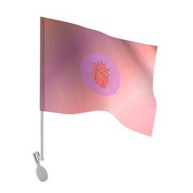 Флаг для автомобиля с принтом Сердечко на розовом фоне в Белгороде, 100% полиэстер | Размер: 30*21 см | Тематика изображения на принте: круг | любовь | неон | полосатый | розовый | сердце | сияние | фиолетовый