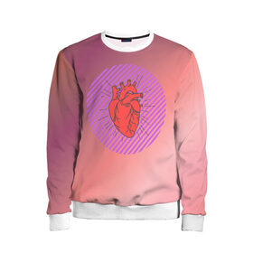 Детский свитшот 3D с принтом Сердечко на розовом фоне в Белгороде, 100% полиэстер | свободная посадка, прямой крой, мягкая тканевая резинка на рукавах и понизу свитшота | Тематика изображения на принте: круг | любовь | неон | полосатый | розовый | сердце | сияние | фиолетовый
