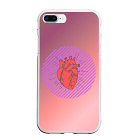 Чехол для iPhone 7Plus/8 Plus матовый с принтом Сердечко на розовом фоне в Белгороде, Силикон | Область печати: задняя сторона чехла, без боковых панелей | круг | любовь | неон | полосатый | розовый | сердце | сияние | фиолетовый
