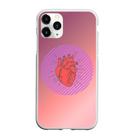 Чехол для iPhone 11 Pro матовый с принтом Сердечко на розовом фоне в Белгороде, Силикон |  | Тематика изображения на принте: круг | любовь | неон | полосатый | розовый | сердце | сияние | фиолетовый