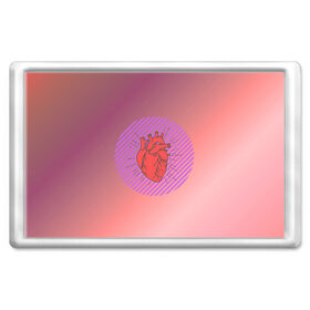 Магнит 45*70 с принтом Сердечко на розовом фоне в Белгороде, Пластик | Размер: 78*52 мм; Размер печати: 70*45 | Тематика изображения на принте: круг | любовь | неон | полосатый | розовый | сердце | сияние | фиолетовый