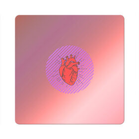 Магнит виниловый Квадрат с принтом Сердечко на розовом фоне в Белгороде, полимерный материал с магнитным слоем | размер 9*9 см, закругленные углы | Тематика изображения на принте: круг | любовь | неон | полосатый | розовый | сердце | сияние | фиолетовый