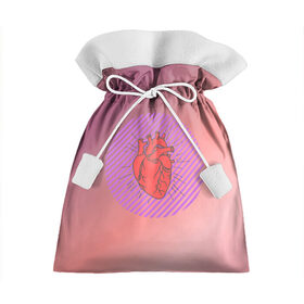 Подарочный 3D мешок с принтом Сердечко на розовом фоне в Белгороде, 100% полиэстер | Размер: 29*39 см | круг | любовь | неон | полосатый | розовый | сердце | сияние | фиолетовый