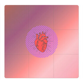 Магнитный плакат 3Х3 с принтом Сердечко на розовом фоне в Белгороде, Полимерный материал с магнитным слоем | 9 деталей размером 9*9 см | Тематика изображения на принте: круг | любовь | неон | полосатый | розовый | сердце | сияние | фиолетовый