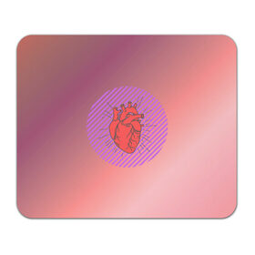 Коврик для мышки прямоугольный с принтом Сердечко на розовом фоне в Белгороде, натуральный каучук | размер 230 х 185 мм; запечатка лицевой стороны | круг | любовь | неон | полосатый | розовый | сердце | сияние | фиолетовый