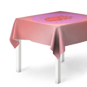 Скатерть 3D с принтом Сердечко на розовом фоне в Белгороде, 100% полиэстер (ткань не мнется и не растягивается) | Размер: 150*150 см | круг | любовь | неон | полосатый | розовый | сердце | сияние | фиолетовый
