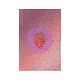 Обложка для паспорта матовая кожа с принтом Сердечко на розовом фоне в Белгороде, натуральная матовая кожа | размер 19,3 х 13,7 см; прозрачные пластиковые крепления | Тематика изображения на принте: круг | любовь | неон | полосатый | розовый | сердце | сияние | фиолетовый