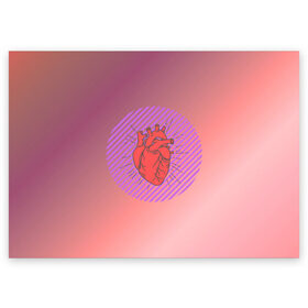 Поздравительная открытка с принтом Сердечко на розовом фоне в Белгороде, 100% бумага | плотность бумаги 280 г/м2, матовая, на обратной стороне линовка и место для марки
 | Тематика изображения на принте: круг | любовь | неон | полосатый | розовый | сердце | сияние | фиолетовый