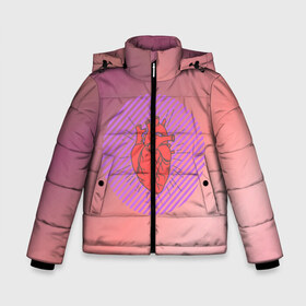 Зимняя куртка для мальчиков 3D с принтом Сердечко на розовом фоне в Белгороде, ткань верха — 100% полиэстер; подклад — 100% полиэстер, утеплитель — 100% полиэстер | длина ниже бедра, удлиненная спинка, воротник стойка и отстегивающийся капюшон. Есть боковые карманы с листочкой на кнопках, утяжки по низу изделия и внутренний карман на молнии. 

Предусмотрены светоотражающий принт на спинке, радужный светоотражающий элемент на пуллере молнии и на резинке для утяжки | Тематика изображения на принте: круг | любовь | неон | полосатый | розовый | сердце | сияние | фиолетовый