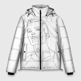 Мужская зимняя куртка 3D с принтом портрет одной линией в Белгороде, верх — 100% полиэстер; подкладка — 100% полиэстер; утеплитель — 100% полиэстер | длина ниже бедра, свободный силуэт Оверсайз. Есть воротник-стойка, отстегивающийся капюшон и ветрозащитная планка. 

Боковые карманы с листочкой на кнопках и внутренний карман на молнии. | красавчик | лица мужчины | минимализм | мужчина | не отрывая руки | одной линией | рисунок линиями | тумблер | чб | черные линии