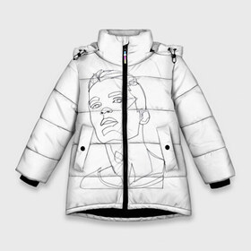Зимняя куртка для девочек 3D с принтом портрет одной линией в Белгороде, ткань верха — 100% полиэстер; подклад — 100% полиэстер, утеплитель — 100% полиэстер. | длина ниже бедра, удлиненная спинка, воротник стойка и отстегивающийся капюшон. Есть боковые карманы с листочкой на кнопках, утяжки по низу изделия и внутренний карман на молнии. 

Предусмотрены светоотражающий принт на спинке, радужный светоотражающий элемент на пуллере молнии и на резинке для утяжки. | красавчик | лица мужчины | минимализм | мужчина | не отрывая руки | одной линией | рисунок линиями | тумблер | чб | черные линии
