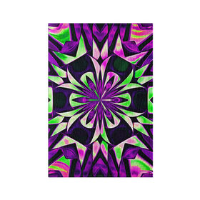 Обложка для паспорта матовая кожа с принтом Kaleidoscope в Белгороде, натуральная матовая кожа | размер 19,3 х 13,7 см; прозрачные пластиковые крепления | abstraction | fractal | kaleidoscope | light green | pattern | purple | symmetry | абстракция | калейдоскоп | салатовый | симметрия | узор | фиолетовый | фрактал