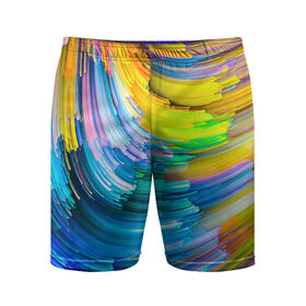 Мужские шорты спортивные с принтом Цветные полоски в Белгороде,  |  | colors | полоски | радуга | спагетти | цвета | цветная | цветные спагетти