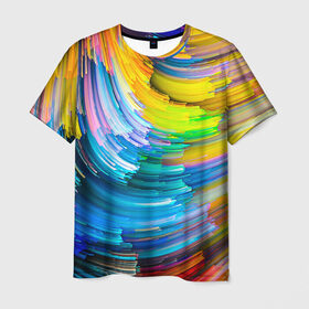 Мужская футболка 3D с принтом Цветные полоски в Белгороде, 100% полиэфир | прямой крой, круглый вырез горловины, длина до линии бедер | colors | полоски | радуга | спагетти | цвета | цветная | цветные спагетти