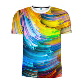 Мужская футболка 3D спортивная с принтом Цветные полоски в Белгороде, 100% полиэстер с улучшенными характеристиками | приталенный силуэт, круглая горловина, широкие плечи, сужается к линии бедра | colors | полоски | радуга | спагетти | цвета | цветная | цветные спагетти