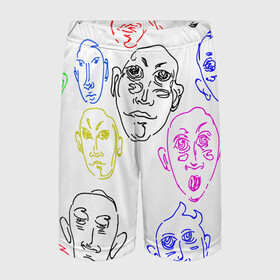 Детские спортивные шорты 3D с принтом Цветные лица в Белгороде,  100% полиэстер
 | пояс оформлен широкой мягкой резинкой, ткань тянется
 | лица | люди | мимика | нарисованные лица | цветные лица | эмоции