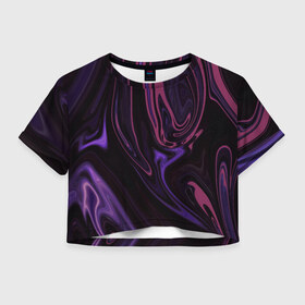 Женская футболка Crop-top 3D с принтом Чёрный мрамор в Белгороде, 100% полиэстер | круглая горловина, длина футболки до линии талии, рукава с отворотами | abstraction | black bamarble | marble | мрамор | чёрный мрамор