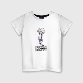 Детская футболка хлопок с принтом Hunter x Hunter в Белгороде, 100% хлопок | круглый вырез горловины, полуприлегающий силуэт, длина до линии бедер | killua | мультфильм | охотник х охотник