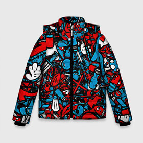 Зимняя куртка для мальчиков 3D с принтом Красно синие безумие в Белгороде, ткань верха — 100% полиэстер; подклад — 100% полиэстер, утеплитель — 100% полиэстер | длина ниже бедра, удлиненная спинка, воротник стойка и отстегивающийся капюшон. Есть боковые карманы с листочкой на кнопках, утяжки по низу изделия и внутренний карман на молнии. 

Предусмотрены светоотражающий принт на спинке, радужный светоотражающий элемент на пуллере молнии и на резинке для утяжки | безумие | много вещей | призрак | чувак