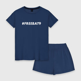 Женская пижама с шортиками хлопок с принтом #FREEBAT9 в Белгороде, 100% хлопок | футболка прямого кроя, шорты свободные с широкой мягкой резинкой | Тематика изображения на принте: bat9 | evelone | evelone192 | free | freebat9 | freeevelone | twitch | твитч | твич | фрибат9 | эвелон