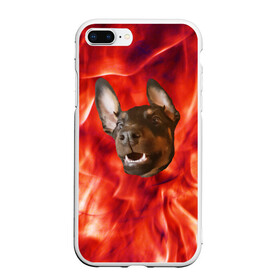 Чехол для iPhone 7Plus/8 Plus матовый с принтом Огненый Пес в Белгороде, Силикон | Область печати: задняя сторона чехла, без боковых панелей | голова | горячий | горящий | доберман | животное | зверек | зверь | зубы | клык | красный | лицо | овчарка | огонь | пес | пламя | рот | ротвейлер | свет | собака | удивленный | улыбка | щенок