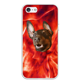 Чехол для iPhone 5/5S матовый с принтом Огненый Пес в Белгороде, Силикон | Область печати: задняя сторона чехла, без боковых панелей | голова | горячий | горящий | доберман | животное | зверек | зверь | зубы | клык | красный | лицо | овчарка | огонь | пес | пламя | рот | ротвейлер | свет | собака | удивленный | улыбка | щенок