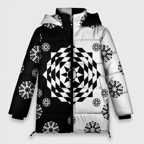 Женская зимняя куртка 3D с принтом Черное солнце в Белгороде, верх — 100% полиэстер; подкладка — 100% полиэстер; утеплитель — 100% полиэстер | длина ниже бедра, силуэт Оверсайз. Есть воротник-стойка, отстегивающийся капюшон и ветрозащитная планка. 

Боковые карманы с листочкой на кнопках и внутренний карман на молнии | геометрия | монохром | роза | ромбы | снежинки | треугольники | цветок | черно белое
