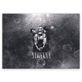 Поздравительная открытка с принтом Nirvana в Белгороде, 100% бумага | плотность бумаги 280 г/м2, матовая, на обратной стороне линовка и место для марки
 | Тематика изображения на принте: cobain | kurt | nirvana | кобейн | курт | нирвана