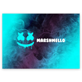 Поздравительная открытка с принтом MARSHMELLO / МАРШМЕЛЛОУ в Белгороде, 100% бумага | плотность бумаги 280 г/м2, матовая, на обратной стороне линовка и место для марки
 | face | logo | marsh | marshmallow | marshmello | marshmelo | mello | smile | лицо | лого | маршмеллов | маршмеллоу | маршмеллу | маршмело | маршмелов | маршмелоу | маска | музыка | рожица | символ | смайл | улыбка