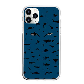 Чехол для iPhone 11 Pro матовый с принтом Fish в Белгороде, Силикон |  | Тематика изображения на принте: dolphin | fish | killer whale | see life | shark | акула | дельфин | касатка | морские обитатели | рыба