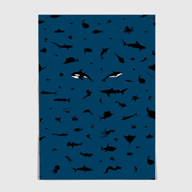Постер с принтом Fish в Белгороде, 100% бумага
 | бумага, плотность 150 мг. Матовая, но за счет высокого коэффициента гладкости имеет небольшой блеск и дает на свету блики, но в отличии от глянцевой бумаги не покрыта лаком | dolphin | fish | killer whale | see life | shark | акула | дельфин | касатка | морские обитатели | рыба