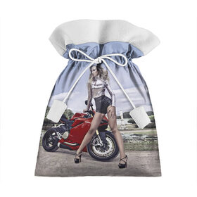 Подарочный 3D мешок с принтом Biker Olga в Белгороде, 100% полиэстер | Размер: 29*39 см | celebrity | clouds | fashion | girl | model | motorcycle | nature | pose | sky | star | девушка | звезда | знаменитость | мода | модель | мотоцикл | небо | облака | природа