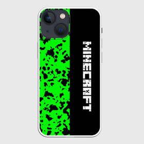 Чехол для iPhone 13 mini с принтом MINECRAFT LOGO в Белгороде,  |  | blox | creeper | dungeons | game | green | minecraft | neon | pixel | steve | алекс | детям | зелень | игра | кислотный | крипер | куб | логотипы игр | майнкрафт | мальчикам | мобы | пиксель | пиксельный | подземелья | приключения