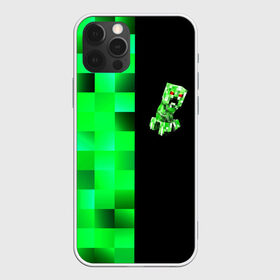 Чехол для iPhone 12 Pro с принтом MINECRAFT CREEPER в Белгороде, силикон | область печати: задняя сторона чехла, без боковых панелей | blox | creeper | dungeons | game | geometry | green | neon | pixel | steve | алекс | детям | зелень | игра | кислотный | крипер | куб | логотипы игр | майнкрафт | мальчикам | мобы | неоновый | пиксель | пиксельный | подземелья