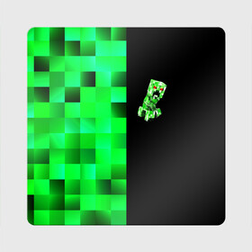 Магнит виниловый Квадрат с принтом MINECRAFT CREEPER в Белгороде, полимерный материал с магнитным слоем | размер 9*9 см, закругленные углы | Тематика изображения на принте: blox | creeper | dungeons | game | geometry | green | neon | pixel | steve | алекс | детям | зелень | игра | кислотный | крипер | куб | логотипы игр | майнкрафт | мальчикам | мобы | неоновый | пиксель | пиксельный | подземелья