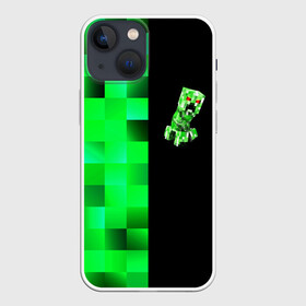 Чехол для iPhone 13 mini с принтом MINECRAFT CREEPER в Белгороде,  |  | blox | creeper | dungeons | game | geometry | green | neon | pixel | steve | алекс | детям | зелень | игра | кислотный | крипер | куб | логотипы игр | майнкрафт | мальчикам | мобы | неоновый | пиксель | пиксельный | подземелья