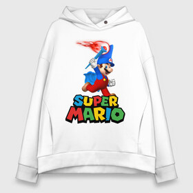 Женское худи Oversize хлопок с принтом Super Mario в Белгороде, френч-терри — 70% хлопок, 30% полиэстер. Мягкий теплый начес внутри —100% хлопок | боковые карманы, эластичные манжеты и нижняя кромка, капюшон на магнитной кнопке | Тематика изображения на принте: game | mario kart live home circuit | super mario | super mario 3d world | super mario 64 | super mario galaxy | super mario sunshine | гумба | игра super mario | игра марио | йоши | купалинги | лакиту | луиджи | марио | надпись | нинтендо | 